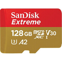 128GB Extreme microSDXC card for Mobile Gaming up to 190MBs with A2 App Performance UHSI Class 10 U3 V30