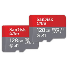 128GB Ultra microSDXC card SD adapter up to 140 MBs with A1 App Performance UHSI Class 10 U1 Twin Pack