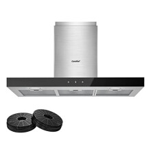90 cm Chimney Cooker Hood 90M77 Stainless Steel Extractor Hood LED and Recirculating Ducting System Wall Mounted Range Hood 900 mm Extractor Fan