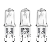 MSC-G9-40w-Warmx3: 3x 40W G9 Halogen Oven Bulbs, 3000K Warm White, Dimmable, 360 Beam - Fits Zanussi, AEG & Stoves
