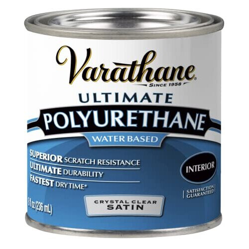 Rust-Oleum Varathane 200261H 12Pint Interior Crystal Clear WaterBased Polyurethane WaterBased Satin Finish