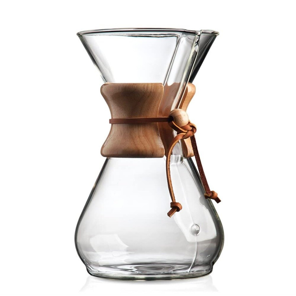 Chemex 8Cup Wood Neck Coffee Maker Clear Brown