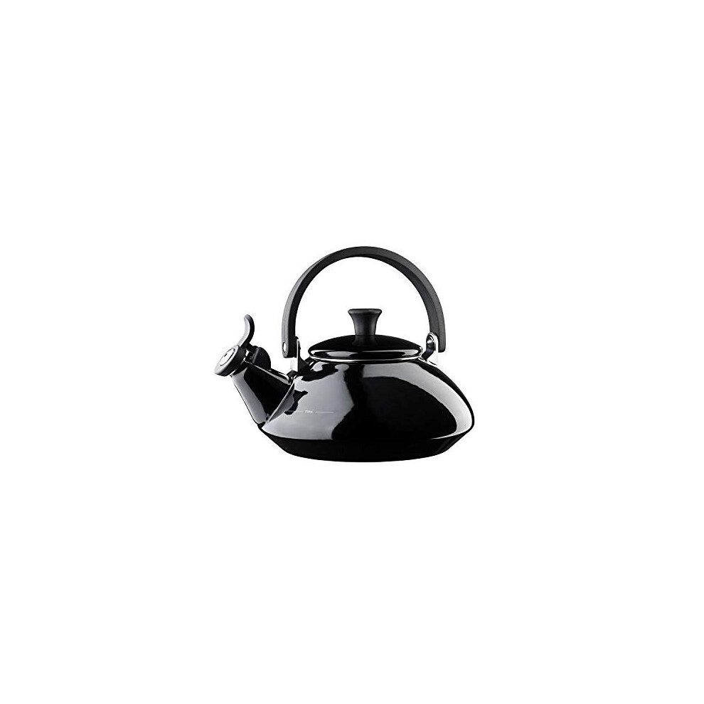Zen StoveTop Kettle with Whistle Suitable for All Hob Types Including Induction Enamelled Steel Capacity 15 L Shiny Black 92009600140000
