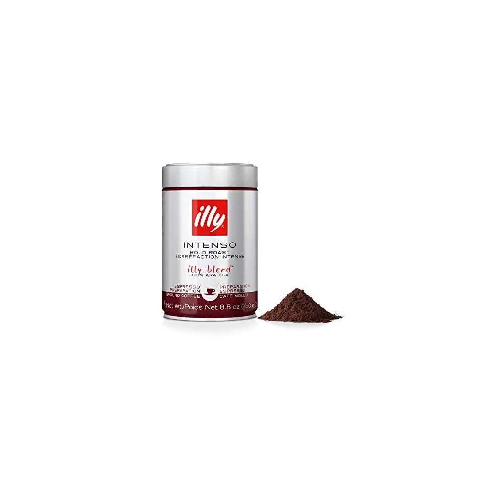 Illy Coffee Intenso Ground Coffee Roast 100 Arabica Coffee Beans 250G Dark