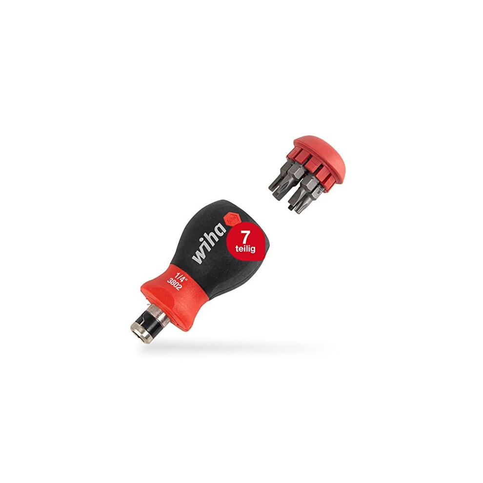 Wiha 43613 Series 3801 Screwdriver With Bit Magazine Stubby Red/Black