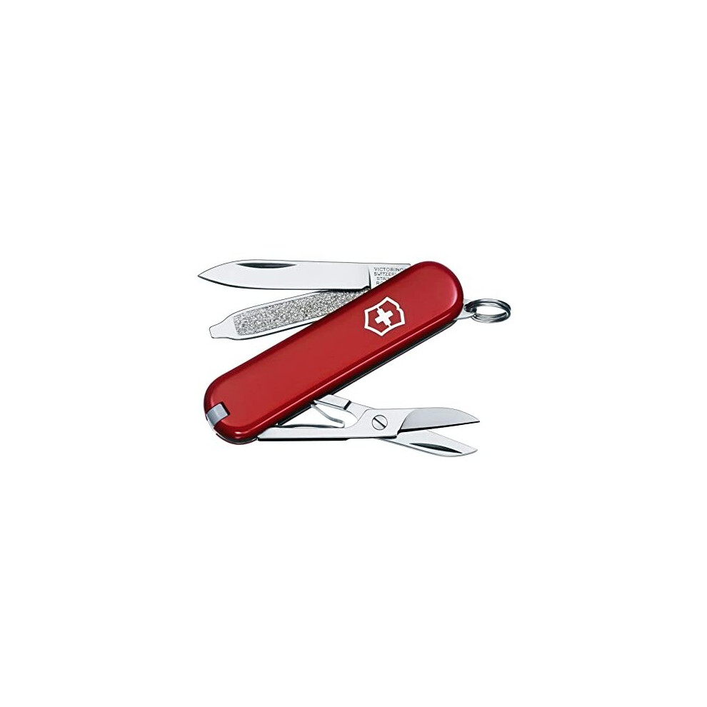 Classic SD Swiss Army Pocket Knife Small Multi Tool 7 Functions Scissors Nail File Red