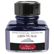 Jacques Herbin Ref 13008T Ink for Fountain Pens Rollerball Pens Gris Nuage Cloud Grey 30ml Bottle with Integrated Pen Rest GreyColoured Ink