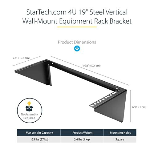 StarTech.com 4U Wall Mount Patch Panel Bracket 19 inch Steel Vertical Mounting Rack for Network and Data Equipment RK419WALLV 2