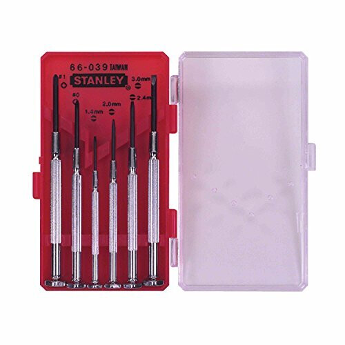 STANLEY Precision Screwdriver Set 6 Pieces with Hexagonal Handle and Revolving Head and Plastic Case 166039