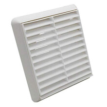 White Louvred Grille 155mm External Dimension Wall Ducting Air Vent with Round 100mm 4 inch Rear Spigot