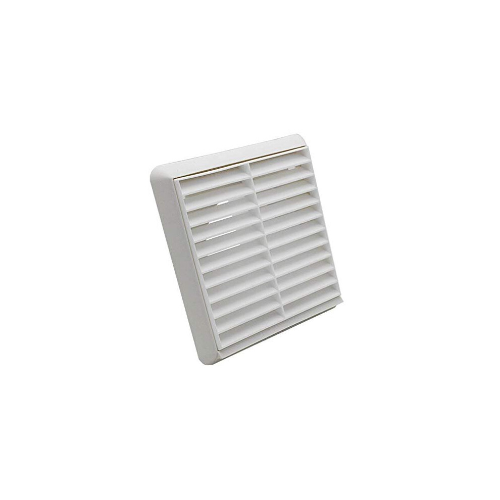 White Louvred Grille 155Mm External Dimension Wall Ducting Air Vent With Round 100Mm 4 Inch Rear Spigot 5060272540944