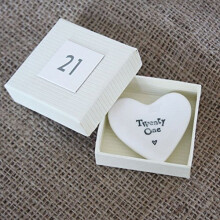 Twenty One White Porcelain Heart Dish Gift 21st Birthday Gift