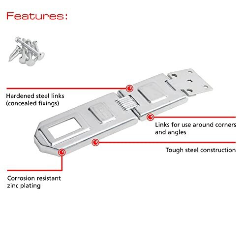 BHS190 Heavy Security Hasp and Staple Chrome 190mm 1