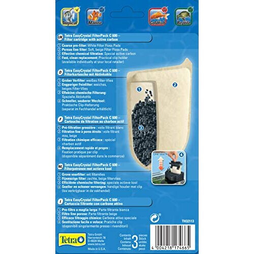 Tetra EasyCrystal Filter Pack 600C 174665 Filter Cartridge with Active Carbon 2