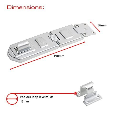 BHS190 Heavy Security Hasp and Staple Chrome 190mm 2