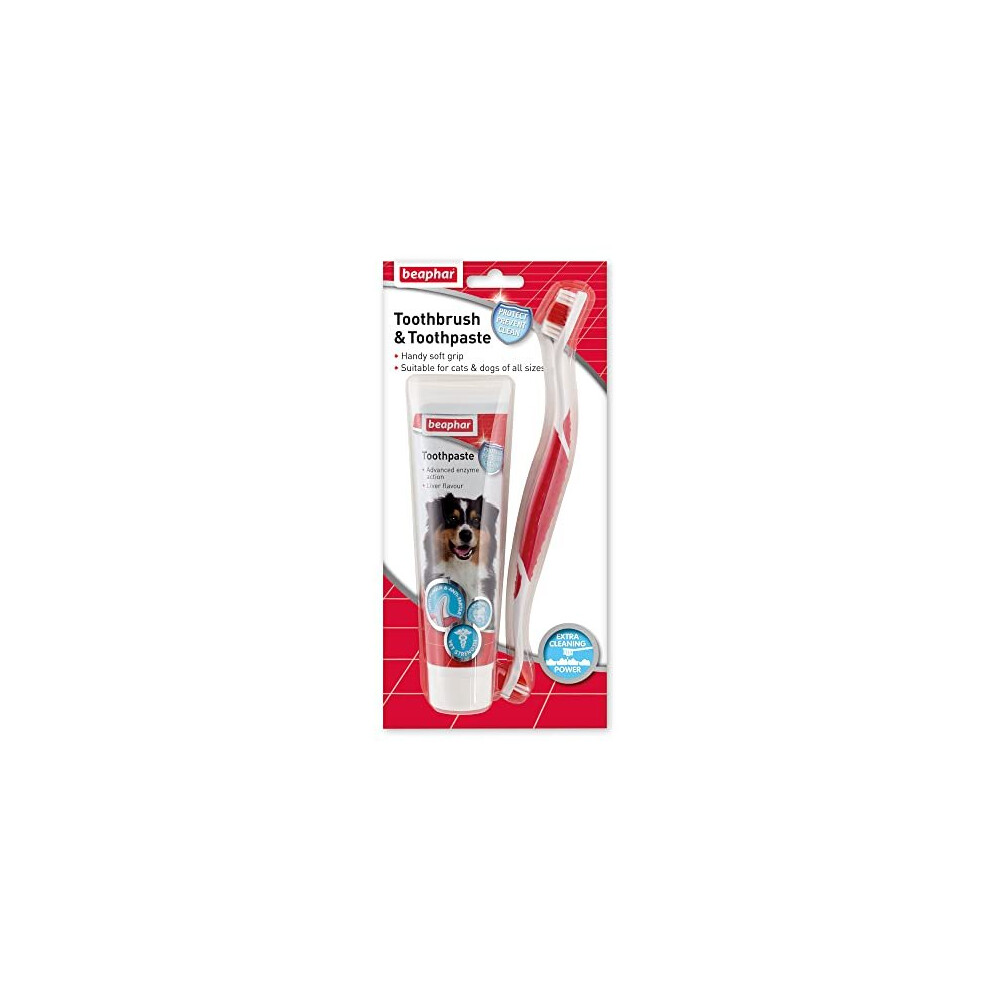 Toothbrush Toothpaste Dental Care Kit For Dogs Cats Includes a DoubleEnded Toothbrush LiverFlavoured Enzymatic Toothpaste 100g Tube