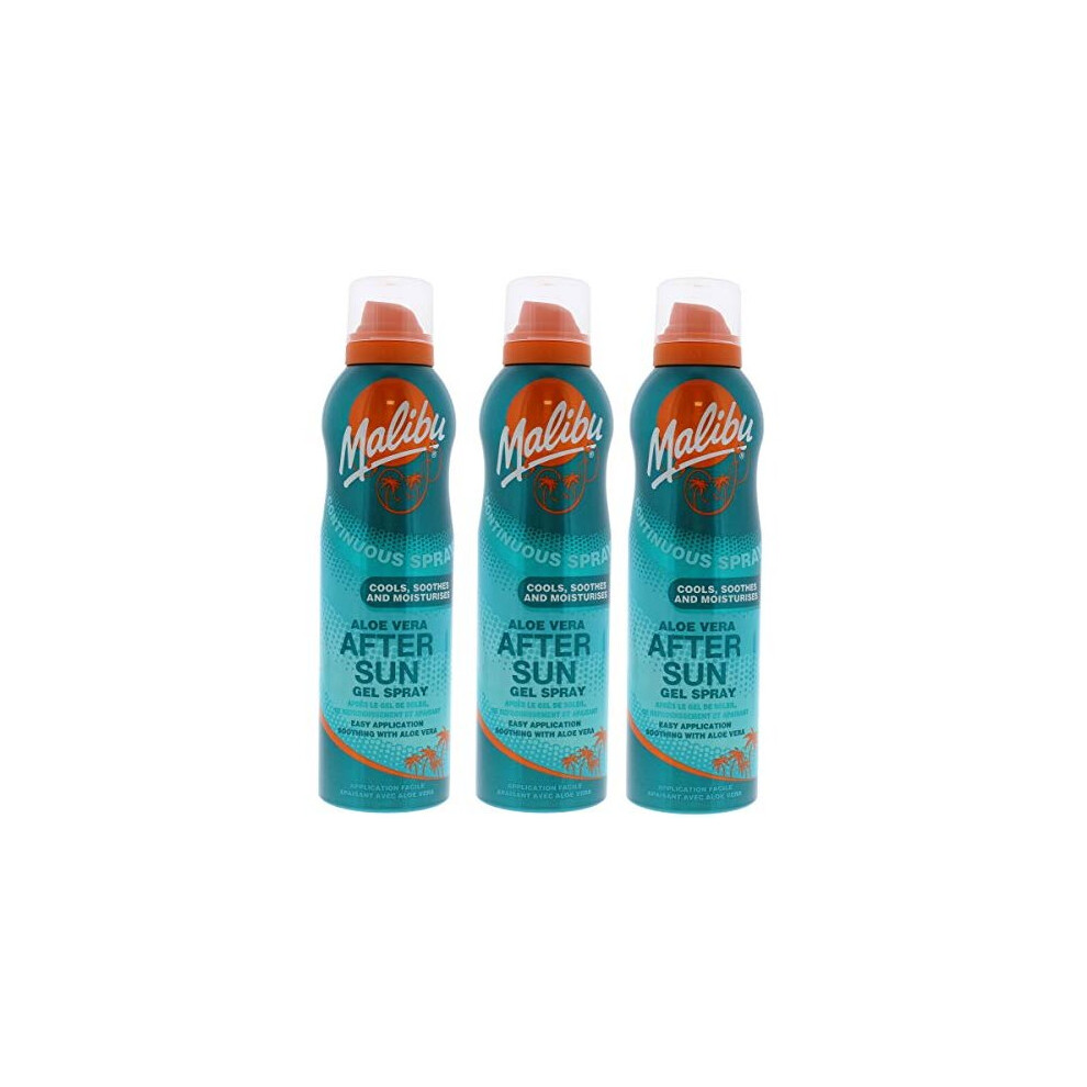 3 x Malibu Continuous Spray Aloe Vera Aftersun Gel Spray 175ml