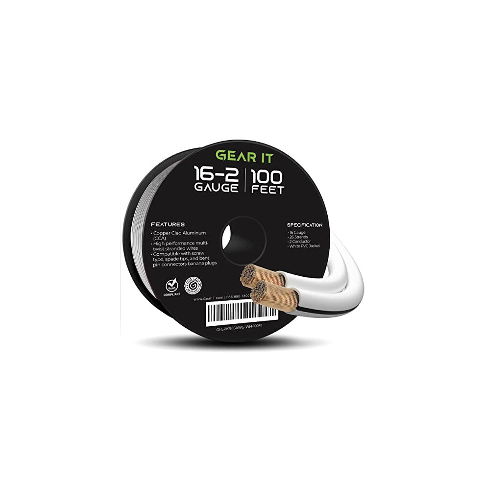 16Awg Speaker Wire Gearit Pro Series 16 Gauge Speaker Wire Cable 100 Feet 3048 Meters Great Use For Home Theater Speakers And Car Speakers White 894584495044
