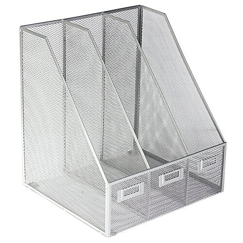Wiremesh Triple Magazine Rack Silver