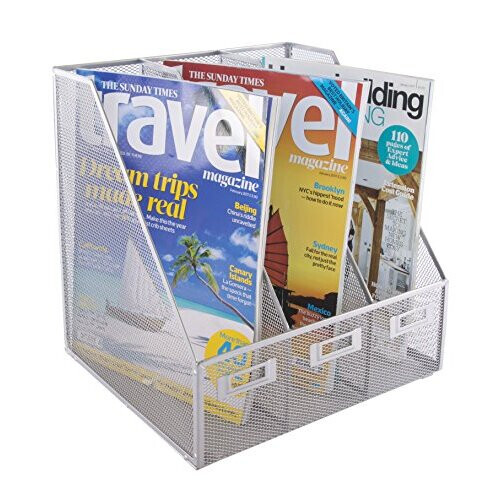 Wiremesh Triple Magazine Rack Silver 2
