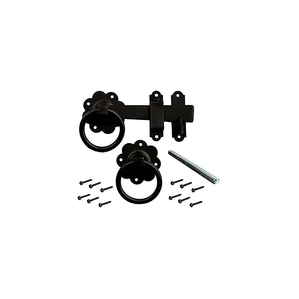 Bh01807 Gate Door Latch Smooth Ring 150Mm 6 Inch Black Japanned 5013249351128