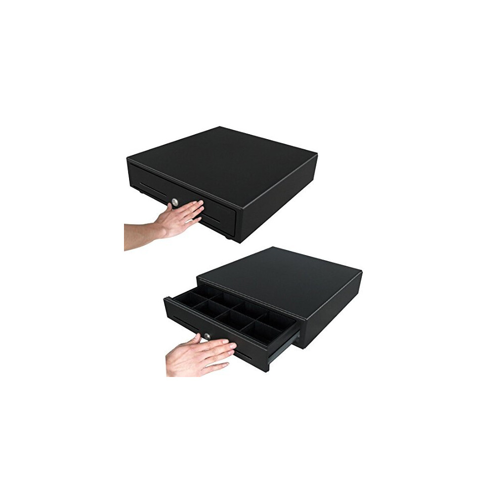 Cash Register Drawer 16 Inch Heavy Gauge Steel 4 Bills 8 Coins Tray Push Open Manual Open Cash Drawer 16