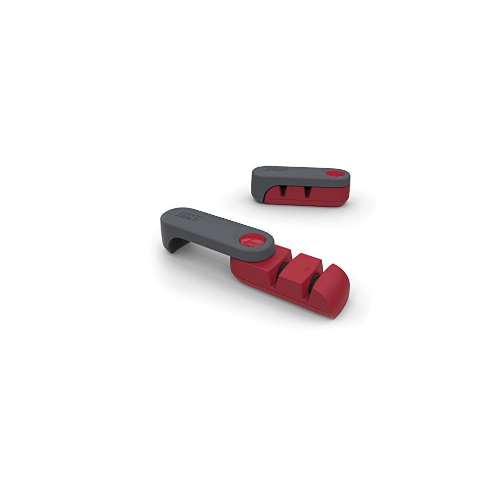 Joseph Joseph Rota Folding Manual Knife Sharpener For Kitchen Knives Non Slip Base Red