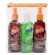 Malibu Sun Travel Essentials: SPF 10 & 15 Dry Oil Sprays + Aloe Vera Aftersun Gel, Water-Resistant, 3 x 100ml (5025135115936)
