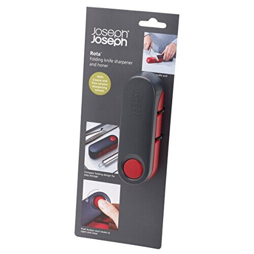 Joseph Joseph Rota Folding Manual Knife Sharpener for kitchen knives non slip base Red 1