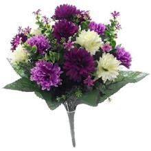 Bagari Artificial Flowers Large Mixed Bush Grave Flowers 41cm Fake Flowers for Decoration Ivory Lilac Purple Artificial Flowers for Outdoor Indoor