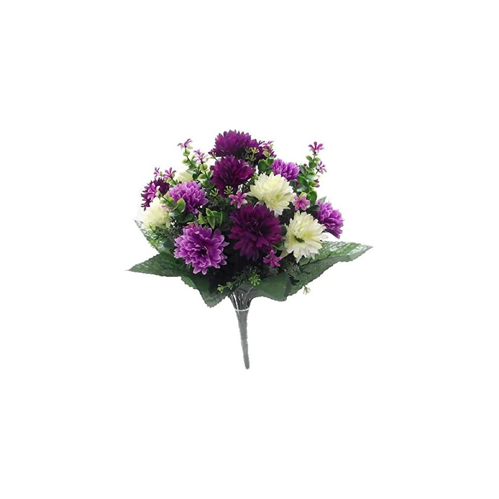 Bagari Artificial Flowers Large Mixed Bush Grave Flowers 41cm Fake Flowers for Decoration Ivory Lilac Purple Artificial Flowers for Outdoor Indoor