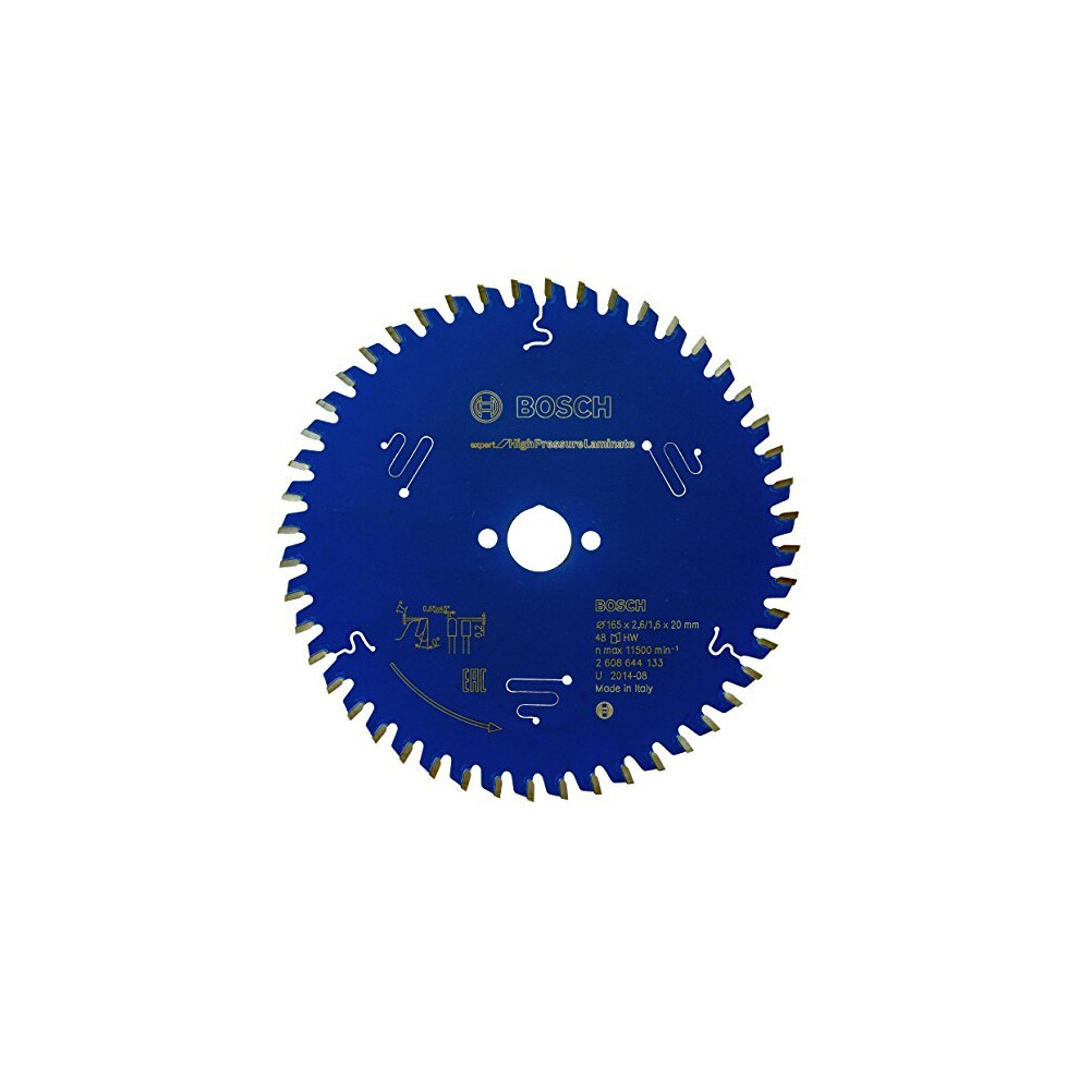 Bosch 2608644133 Circular Saw Blade Expert High Pressure Laminate 165mm x 20mm x 26mm Blue