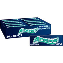 Chewing Gum Sugar Free Menthol and Eucalyptus 30 Packs of 10 Pieces