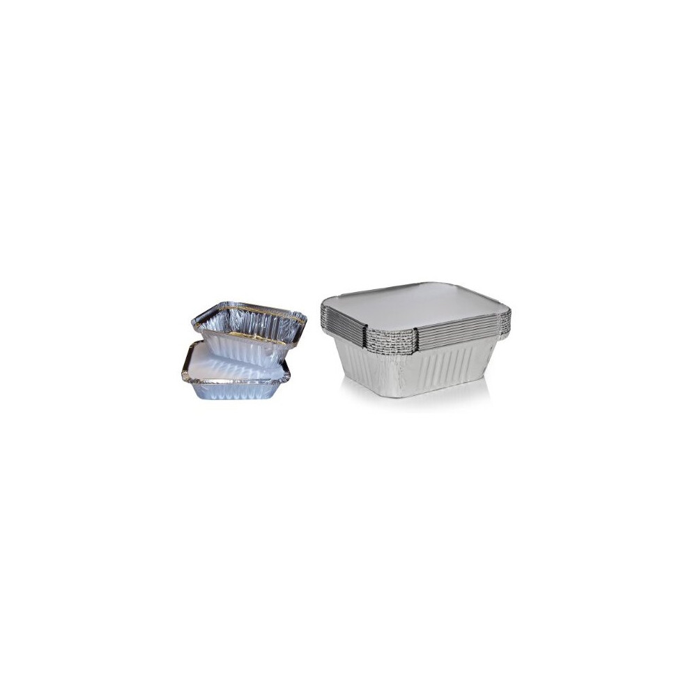 50 x Silver Foil Food TraysDishes Containers Lids 121 x 96 x 41mm No1