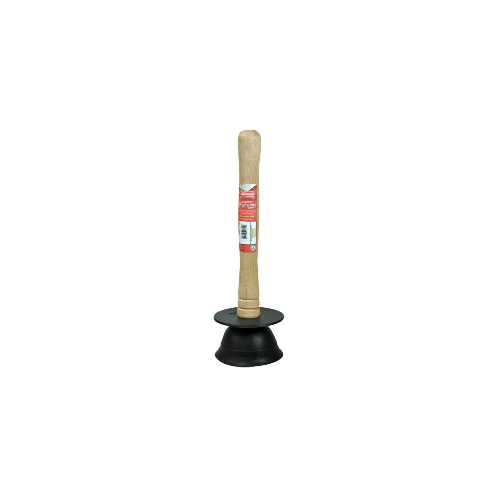 WOODP1 45Inch Wooden Handled Sink Drain Plunger Black