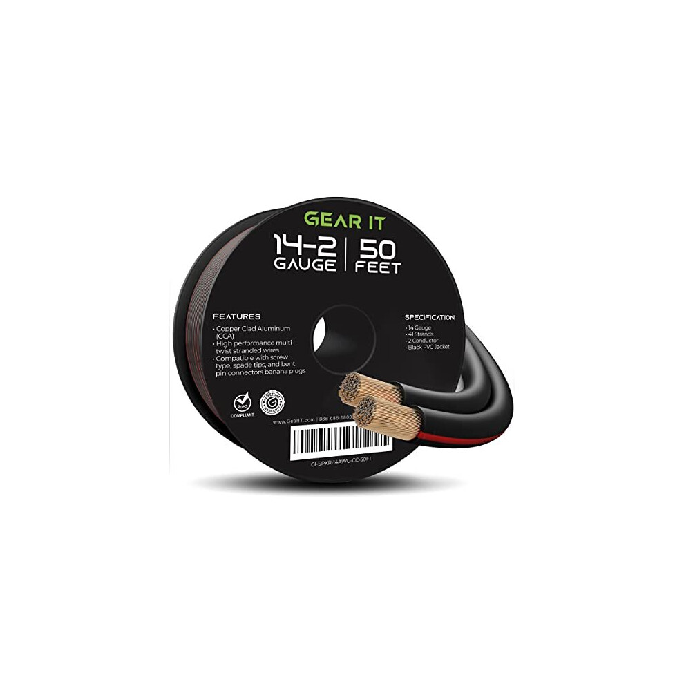 14Awg Speaker Wire Gearit Pro Series 14 Awg Gauge Speaker Wire Cable 50 Feet 1524 Meters Great Use For Home Theater Speakers And Car Speakers Black 894584494375