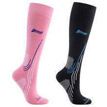 Ladies 2 Pairs Merino Wool Seamless Toe Winter Ski Socks Gift Set Size UK 37 Europe 3640 Black Pink