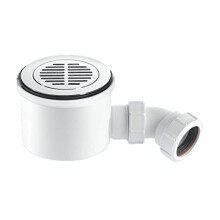 McAlpine ST90CPB-S-HP2 Brass Grid Flange 90mm High-Flow Shower Trap Waste, Chrome/White