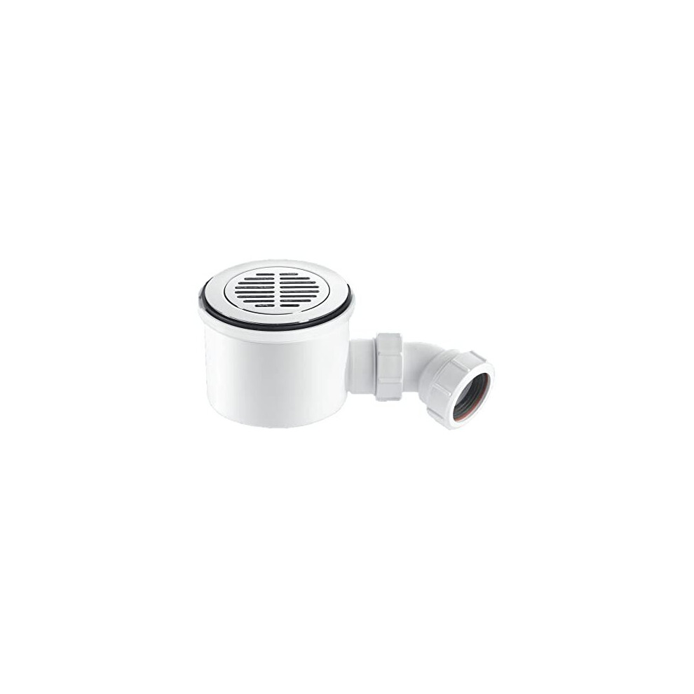 Mcalpine St90cpb-S-Hp2 Brass Grid Flange 90Mm High-Flow Shower Trap Waste, Chrome/ White