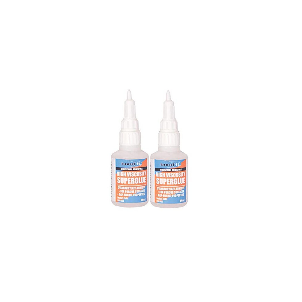 2 X 50G Bond It High Viscosity Super Glue Adhesive Clear Cyanoacrylate 5055557552774