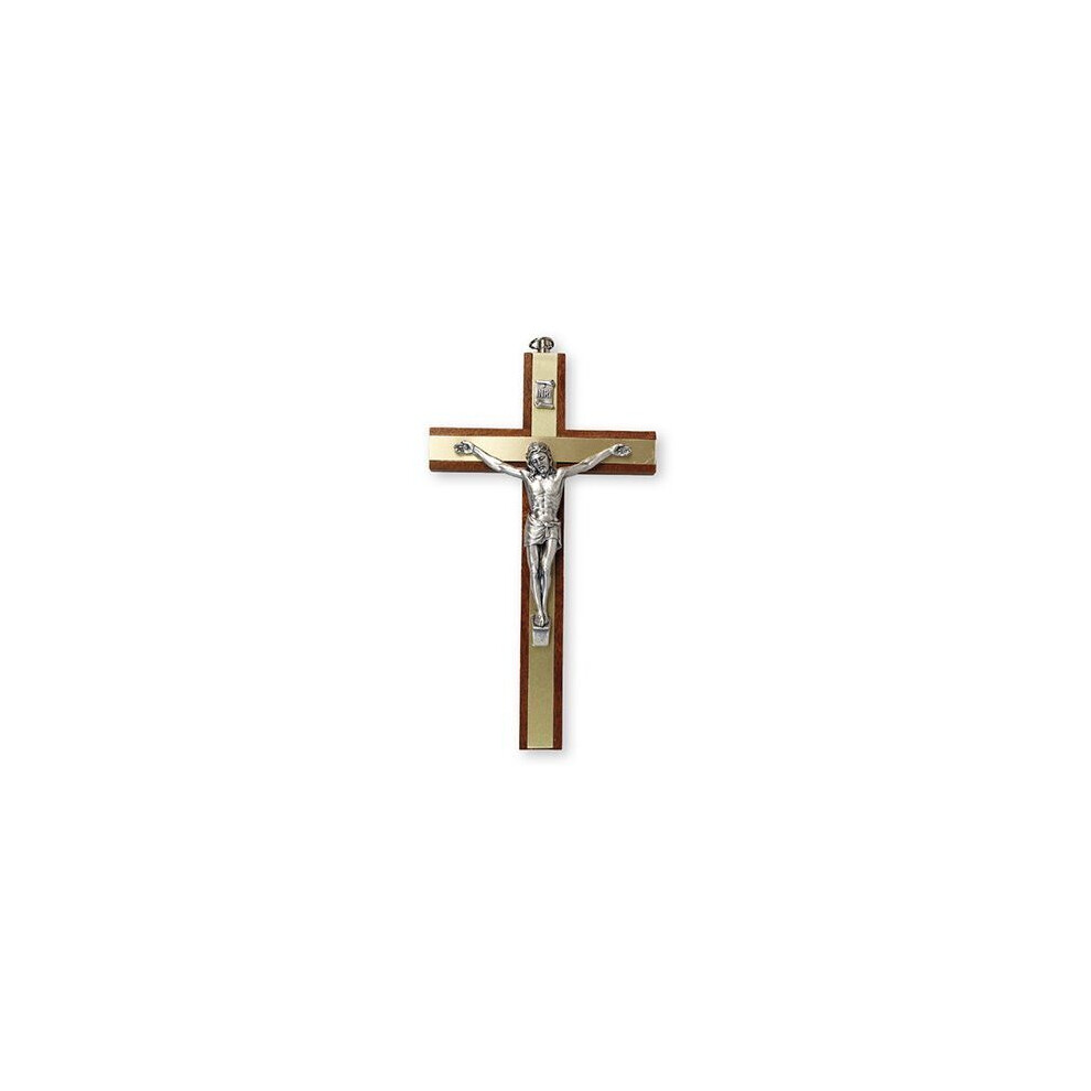 Cross My Heart Wall Hanging 15Cm Mahogany Metal Insert Crucifix Cross 10580