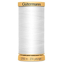 100 Natural Cotton Thread by Gutermann for Sewing and Quilting 250m Spools Colour Number WHT 1 x 250m Spool