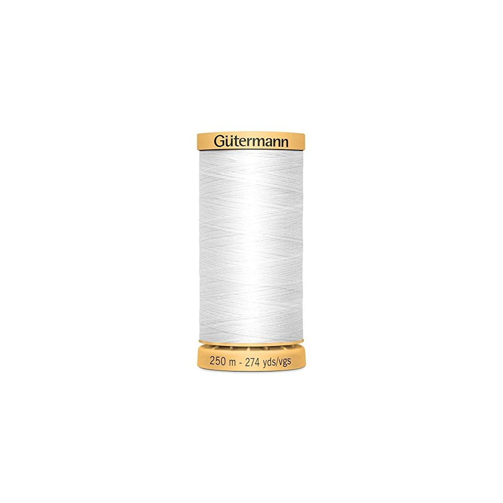 100 Natural Cotton Thread by Gutermann for Sewing and Quilting 250m Spools Colour Number WHT 1 x 250m Spool