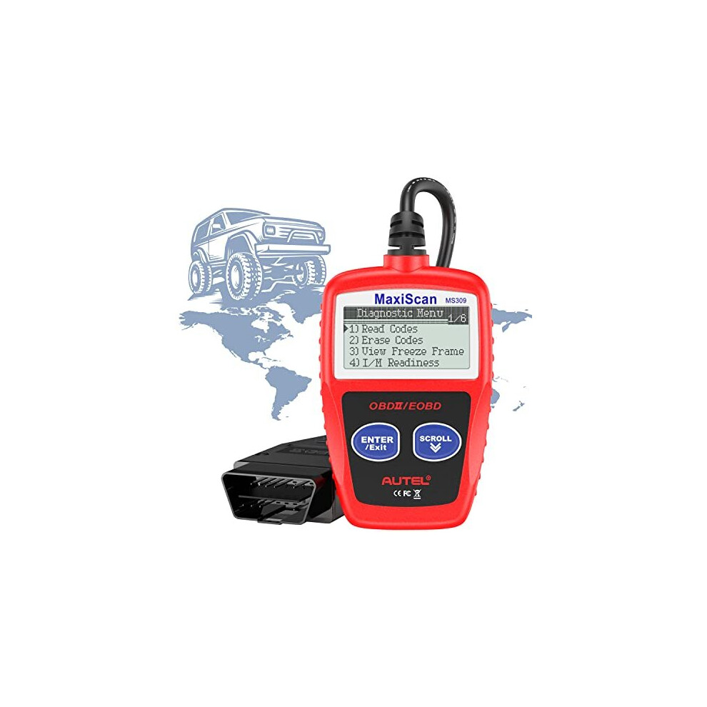 MaxiScan MS309 OBD2 Code Reader Check Engine Fault Check Emission Monitor Status Clear Codes View Freeze Frame Data CAN Diagnostic Scan Tool for All