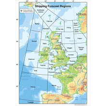 United Kingdom Shipping Forecast Regions Map A2 Size 42 x 594 cm