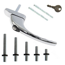 Chrome UPVC Universal Inline Espag Lockable Window Handle Smart Spindle