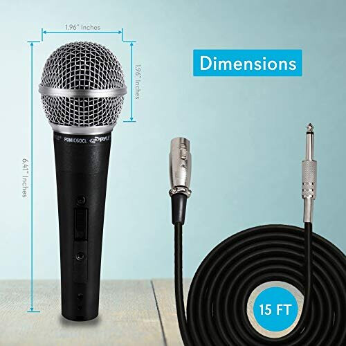 PDMIC59 Professional Dynamic Vocal Microphone Moving Coil Dynamic Cardioid Unidirectional Handheld Microphone with ONOFF Switch Includes 15ft XLR 1
