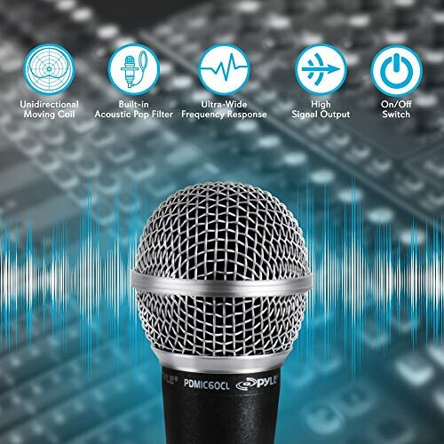 PDMIC59 Professional Dynamic Vocal Microphone Moving Coil Dynamic Cardioid Unidirectional Handheld Microphone with ONOFF Switch Includes 15ft XLR 2