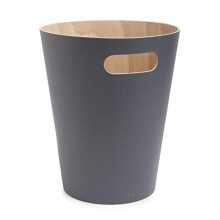 Woodrow 2 Gallon Modern Wooden Trash Can Wastebasket Garbage Can or Recycling Bin for Home or Office NaturalCharcoal