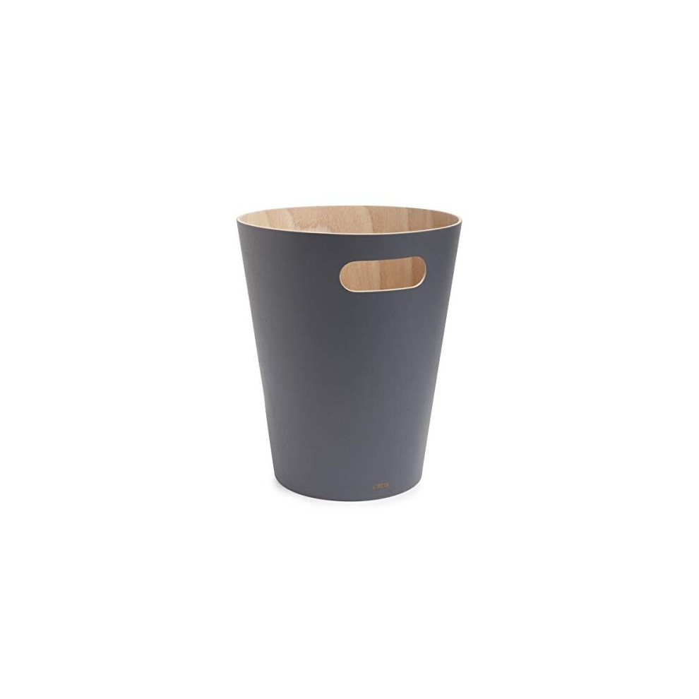 Woodrow 2 Gallon Modern Wooden Trash Can Wastebasket Garbage Can or Recycling Bin for Home or Office NaturalCharcoal